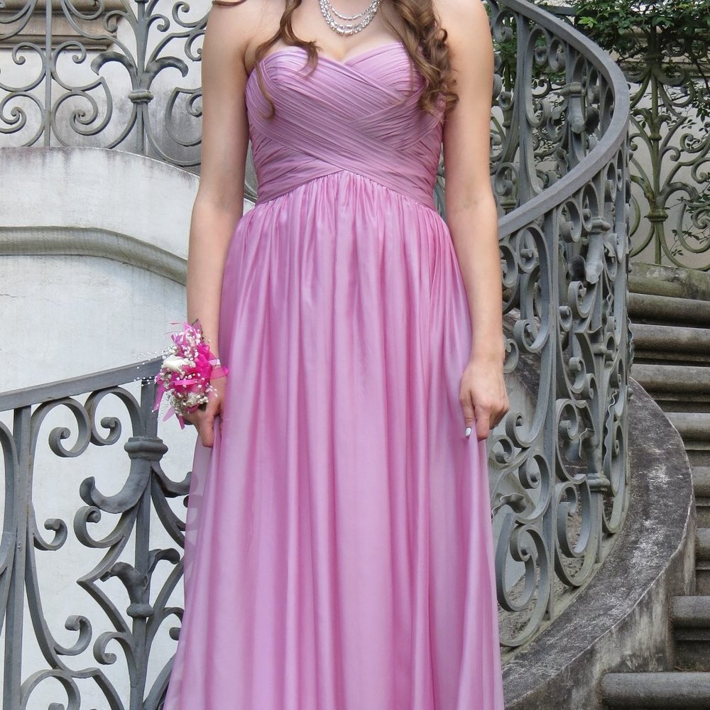 La Femme Pink Strapless Gown